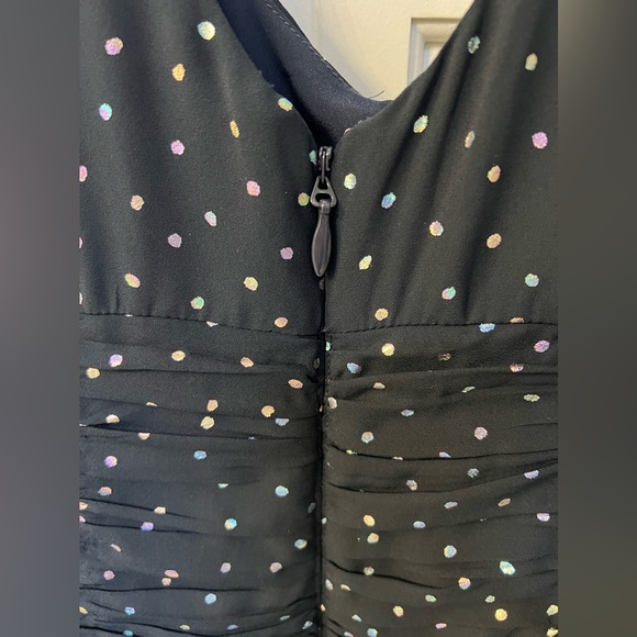BCBGeneration navy blue ruched dress metallic polka dots size 2 - Picture 3 of 6
